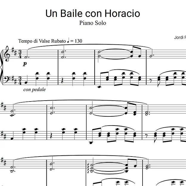 Un Baile con Horacio - Piano Solo - Jordi Forniés