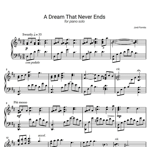 A Dream That Never Ends - Piano Solo - Jordi Forniés